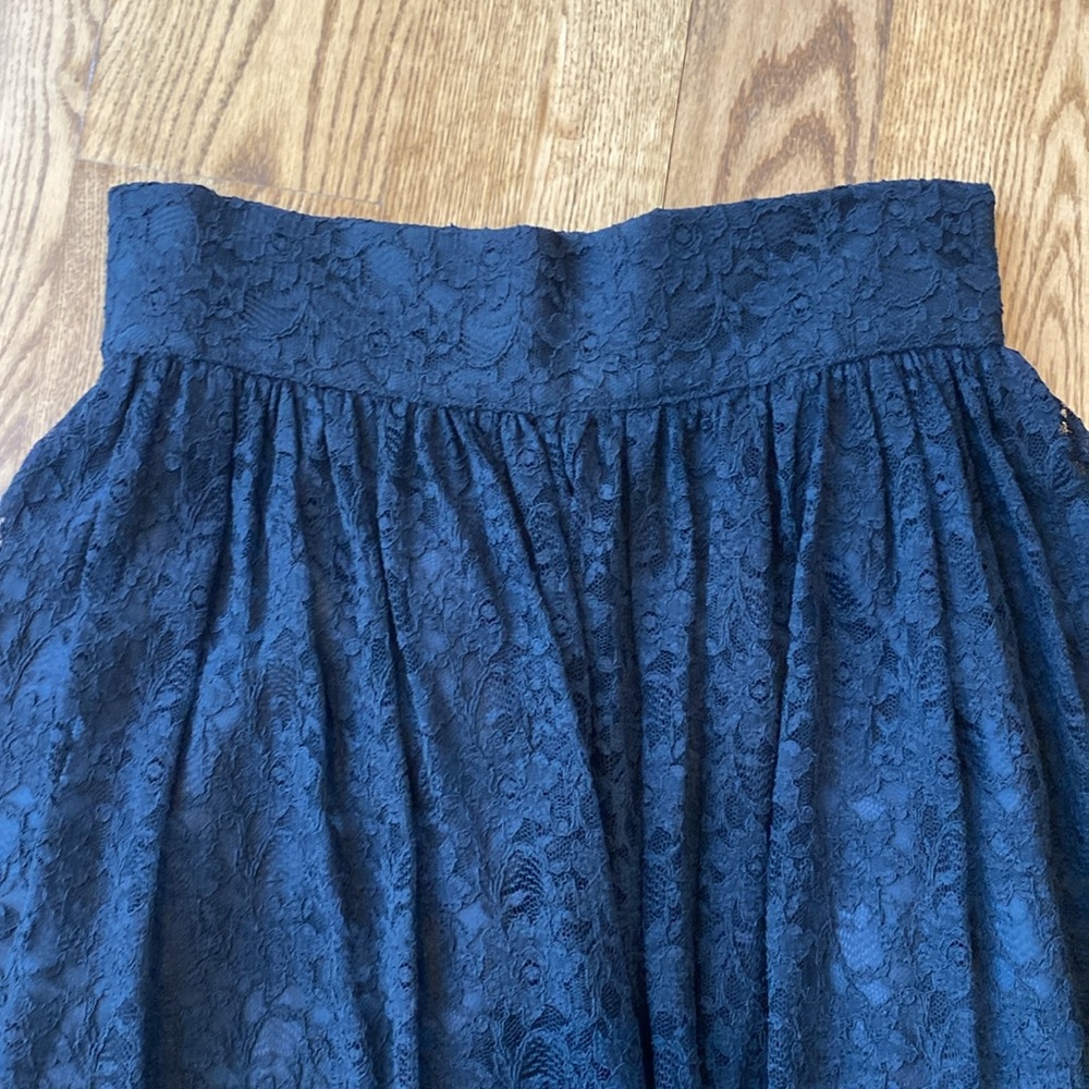 Laura Ashley midi black lace lined high waist skirt vintage dark academia 12 L - Picture 3 of 12